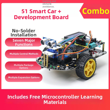 Mașinuță inteligentă C51, placă de dezvoltare cu microcontroler 51, fără lipire, kit robot pentru urmărire pe linie și evitare a obstacolelor