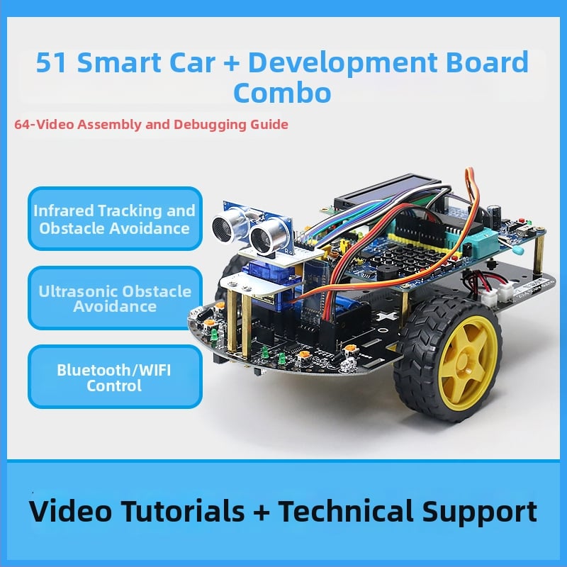 Mașinuță inteligentă C51, placă de dezvoltare cu microcontroler 51, fără lipire, kit robot pentru urmărire pe linie și evitare a obstacolelor