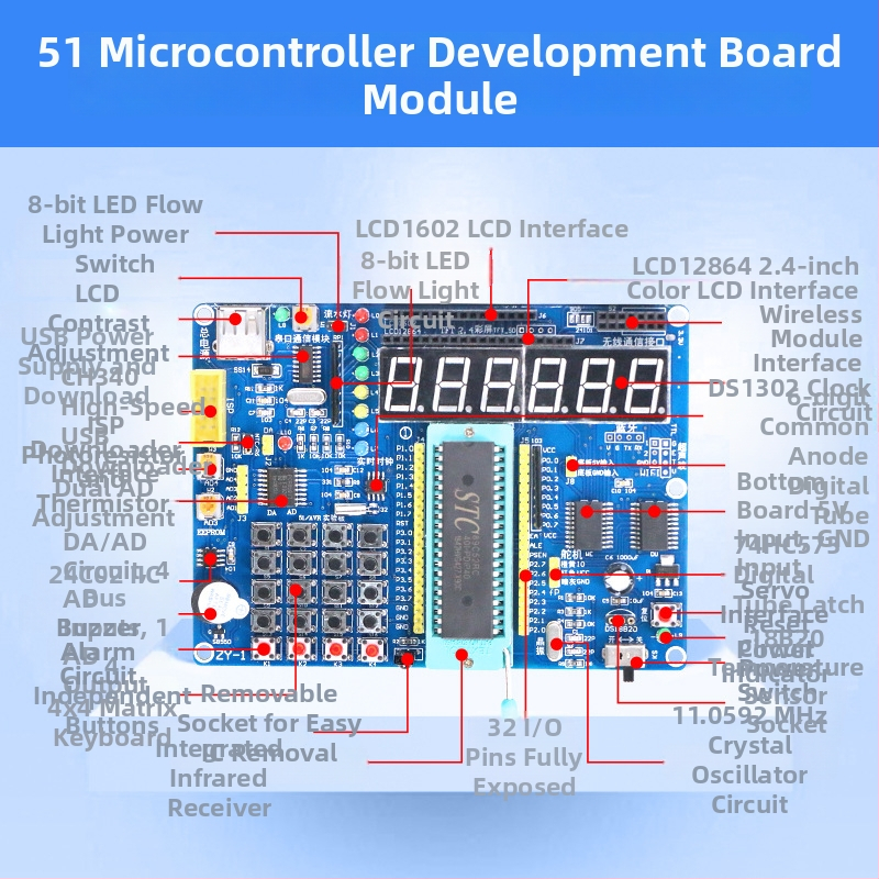 Mașinuță inteligentă C51, placă de dezvoltare cu microcontroler 51, fără lipire, kit robot pentru urmărire pe linie și evitare a obstacolelor