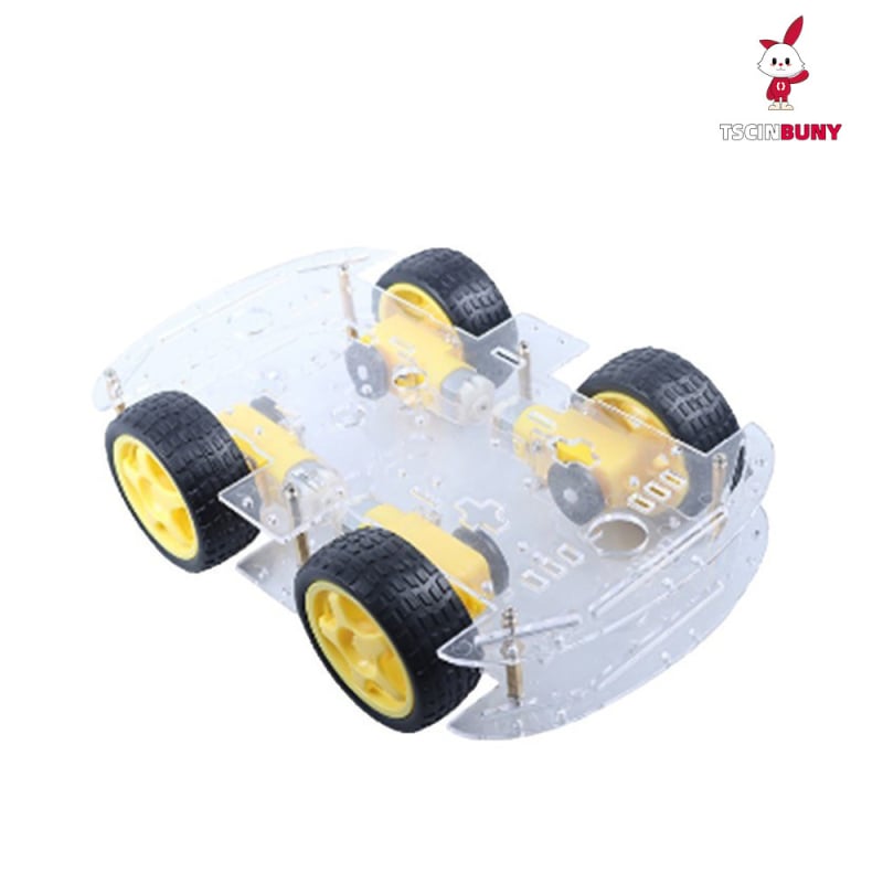 Kit de mașină inteligentă cu tracțiune integrală, șasiu din acrilic transparent și roți Mecanum
