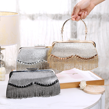 Geantă clutch de seară cu ciucuri și strălucire, pentru femei, lux