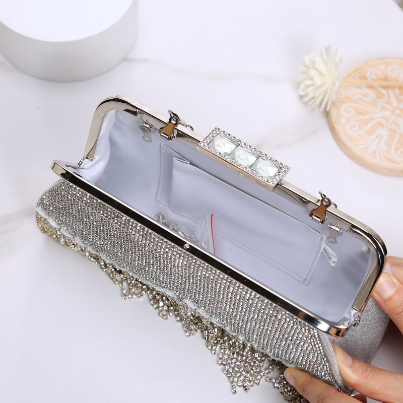 Geantă clutch de seară cu ciucuri și strălucire, pentru femei, lux