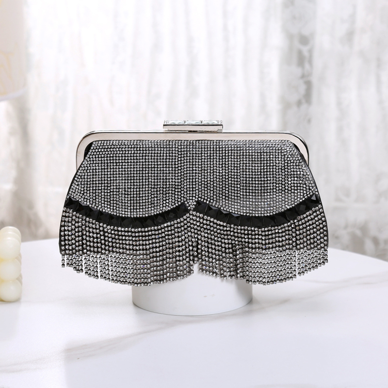 Geantă clutch de seară cu ciucuri și strălucire, pentru femei, lux