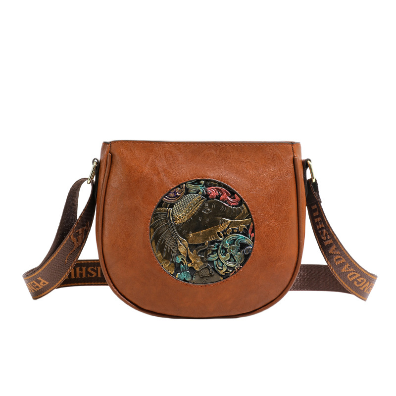 Geantă crossbody din PU, în stil chinezesc retro, formă de scoică, pentru femei