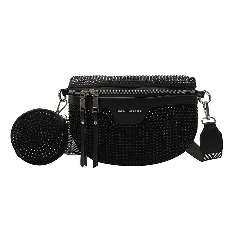 Geantă cochilie lucioasă cu cristale, PU, pentru femei, mică, geantă de umăr/crossbody