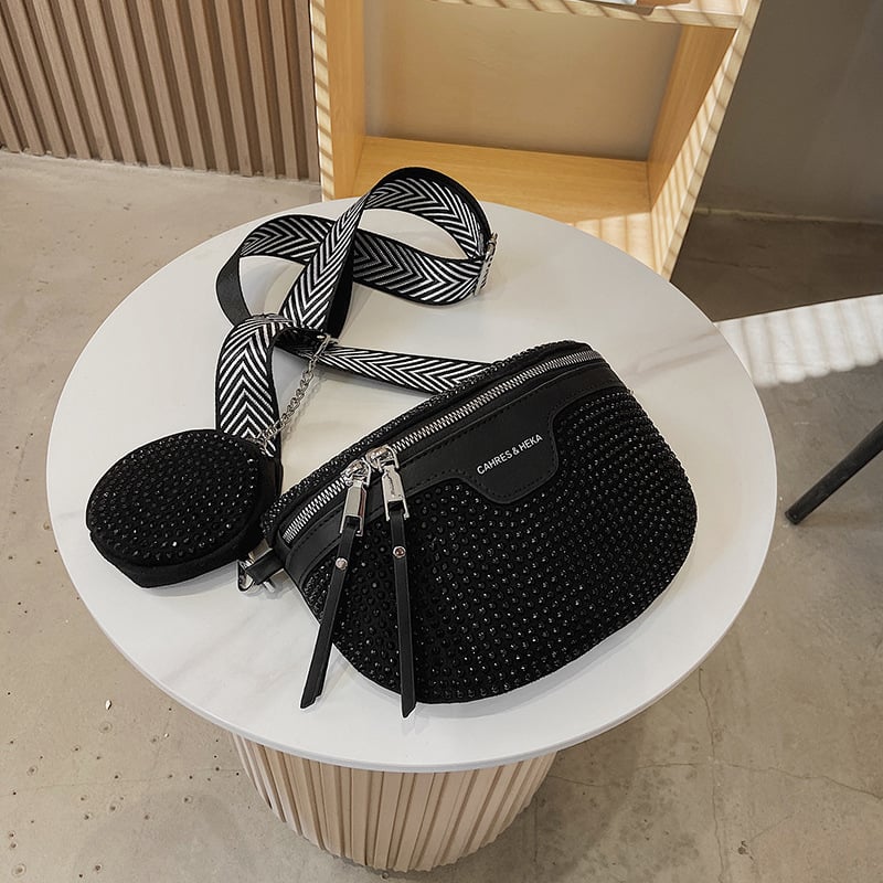 Geantă cochilie lucioasă cu cristale, PU, pentru femei, mică, geantă de umăr/crossbody