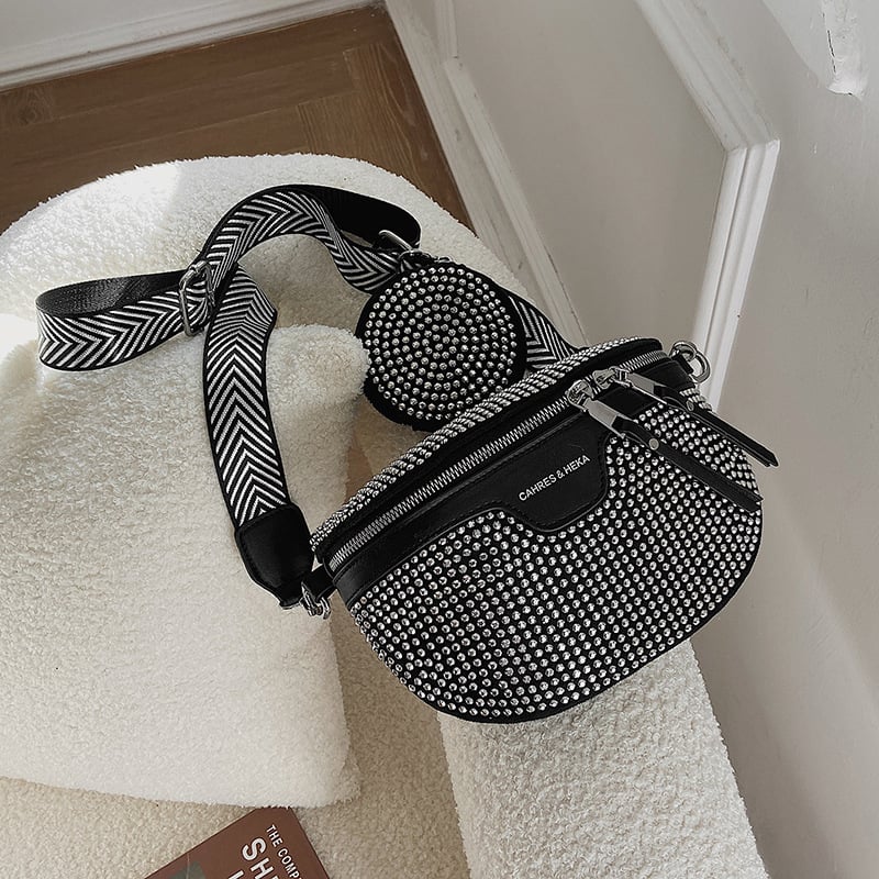 Geantă cochilie lucioasă cu cristale, PU, pentru femei, mică, geantă de umăr/crossbody