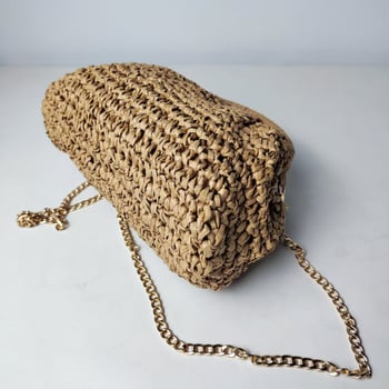 Geantă împletită în formă de scoică, cu mâner din lanț – geantă de plajă de vară, crossbody