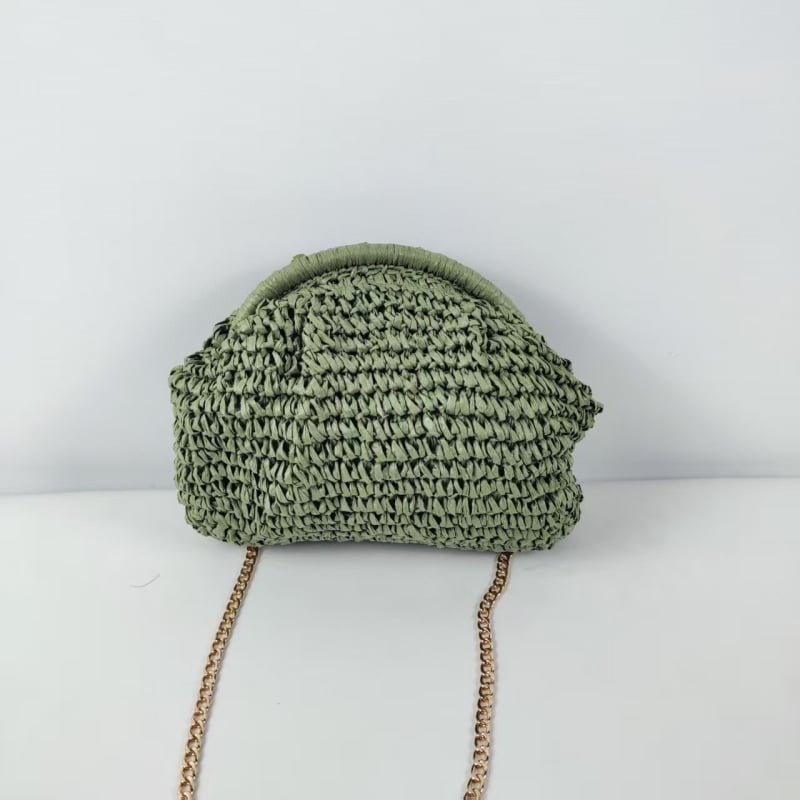 Geantă împletită în formă de scoică, cu mâner din lanț – geantă de plajă de vară, crossbody