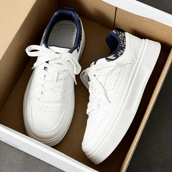 Pantofi sport unisex albi, talpă groasă și creștere a înălțimii, partea superioară din piele, stil retro casual