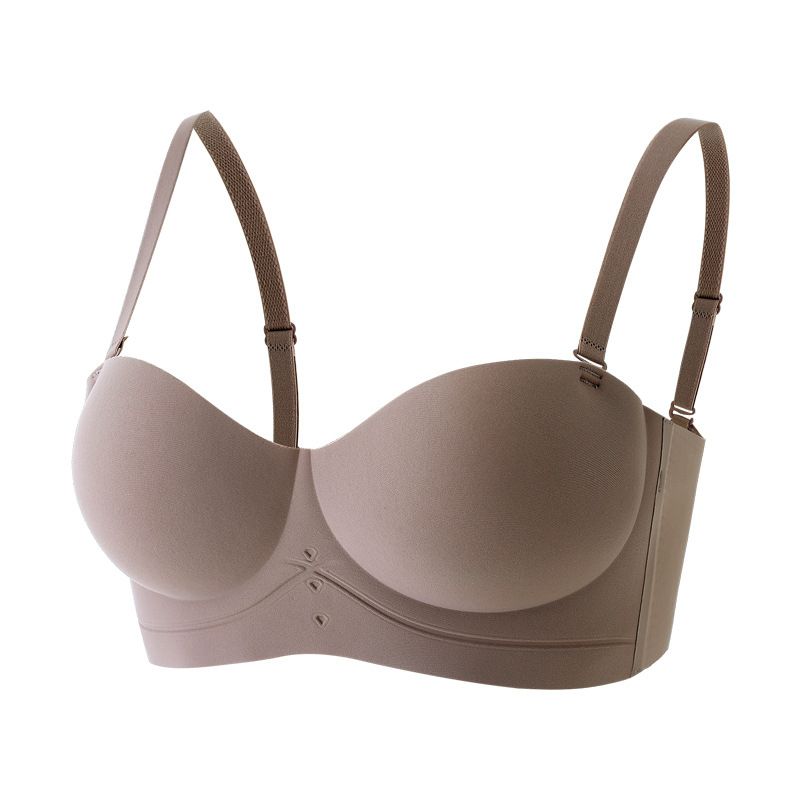 Sutien fara cusuri, fara bretele pentru femei cu sâni mici, susținere și modelare, subțire, fără arc, bretele detașabile duble, cupe modelate, nailon