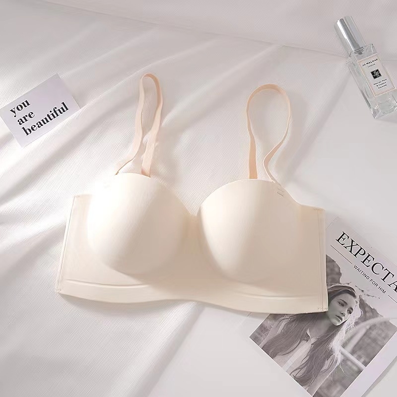 Sutien fara cusuri, fara bretele pentru femei cu sâni mici, susținere și modelare, subțire, fără arc, bretele detașabile duble, cupe modelate, nailon
