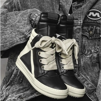 Pantofi sport bărbați de înălțime mare, talpă groasă, stil motocicletă retro, casual zilnic X168