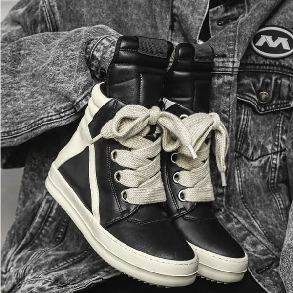 Pantofi sport bărbați de înălțime mare, talpă groasă, stil motocicletă retro, casual zilnic X168