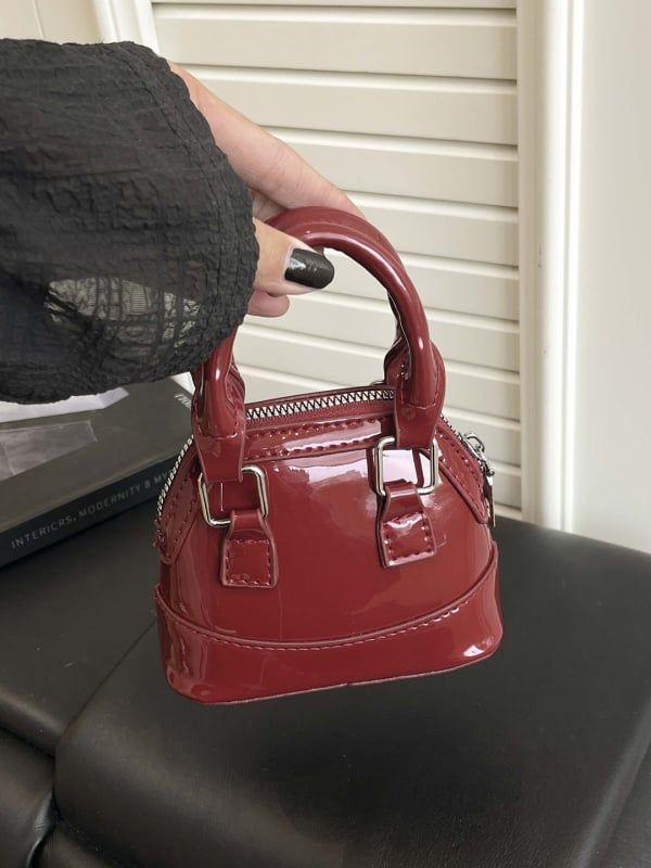 Geantă-shell din PU lucios, stil coreean, model nou, drăguță și la modă, geantă de mână cu portmonedă, geantă de umăr texturată pentru femei, stil de nișă
