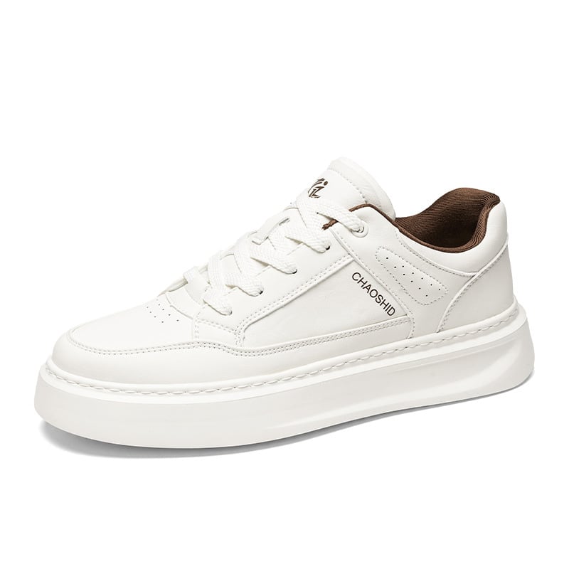 Pantofi sport pentru bărbați, colecția primăvară 2025, sneakers din piele uni cu talpă groasă, casual sport.