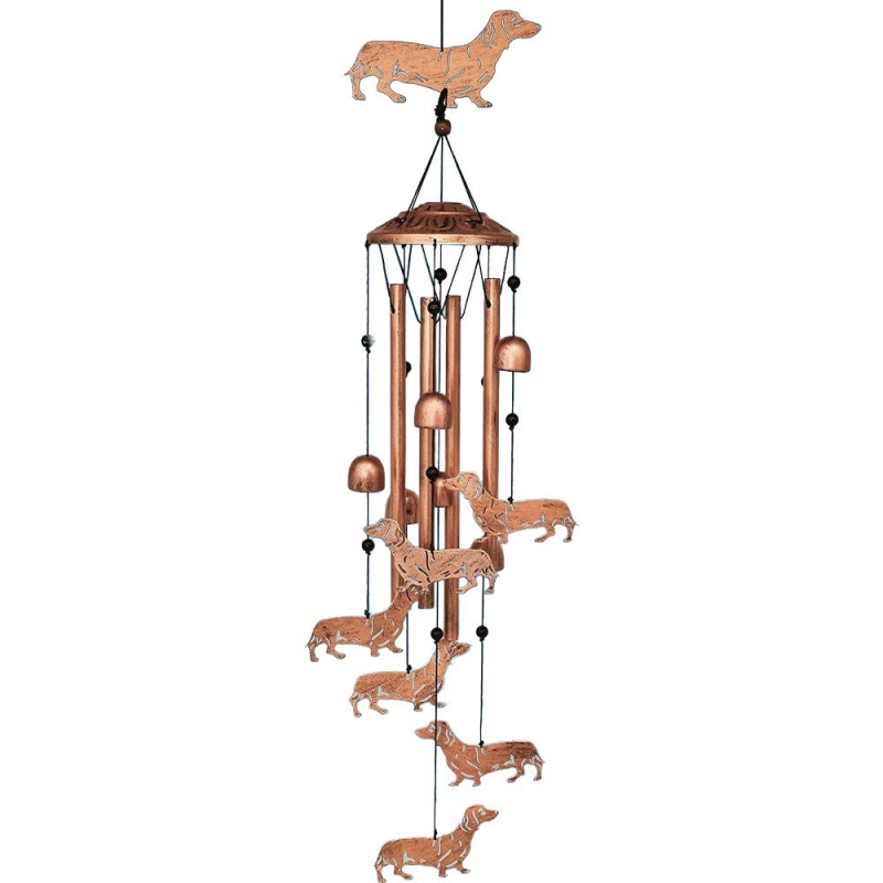 Clopot muzical din fier în formă de dachshund, 34 inch, decor pentru grădină și casă, cadou de Ziua Mamei