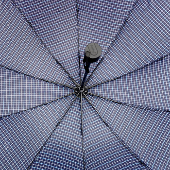 Umbrelă cu model carouri, pliantă, manuală, 10 nervuri, mare pentru două persoane, rezistentă la ploaie și la soare
