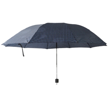 Umbrelă cu model carouri, pliantă, manuală, 10 nervuri, mare pentru două persoane, rezistentă la ploaie și la soare