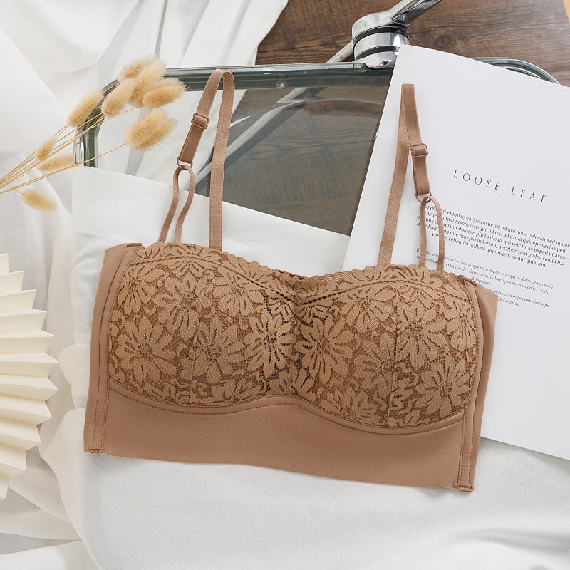 Bralette din dantelă cu bretele detașabile, spate decupat