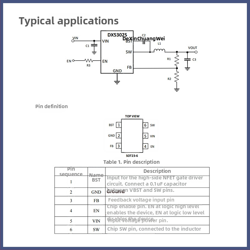 Dexin convertor DC-DC sincronizat intrare 4.5V–8V, 2A DX5302S