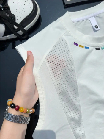 Vestă fără mâneci din plasă respirabilă, broderie, patchwork, uscare rapidă, vară