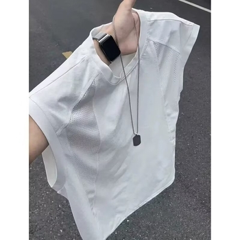 Vestă sport pentru bărbați, din plasă subțire, uscare rapidă, patchwork de vară, fără mâneci, tricou de sală