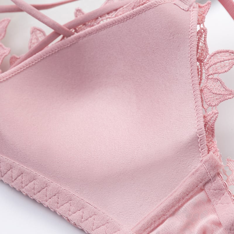 Sutien sexy cu spate încrucișat, reglabil, subțire, fără cusături, fără fir, cupe triunghiulare pentru sân mic