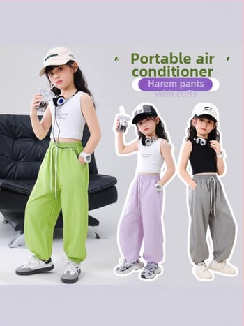Pantaloni jogger pentru copii, culoare solidă, respirabili vară, croială lejeră, stil haarem, anti țânțari