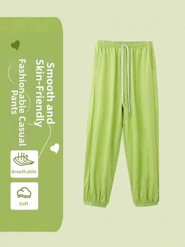 Pantaloni jogger pentru copii, culoare solidă, respirabili vară, croială lejeră, stil haarem, anti țânțari