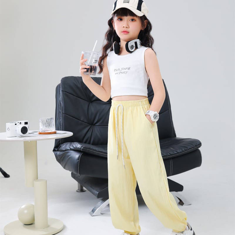 Pantaloni jogger pentru copii, culoare solidă, respirabili vară, croială lejeră, stil haarem, anti țânțari