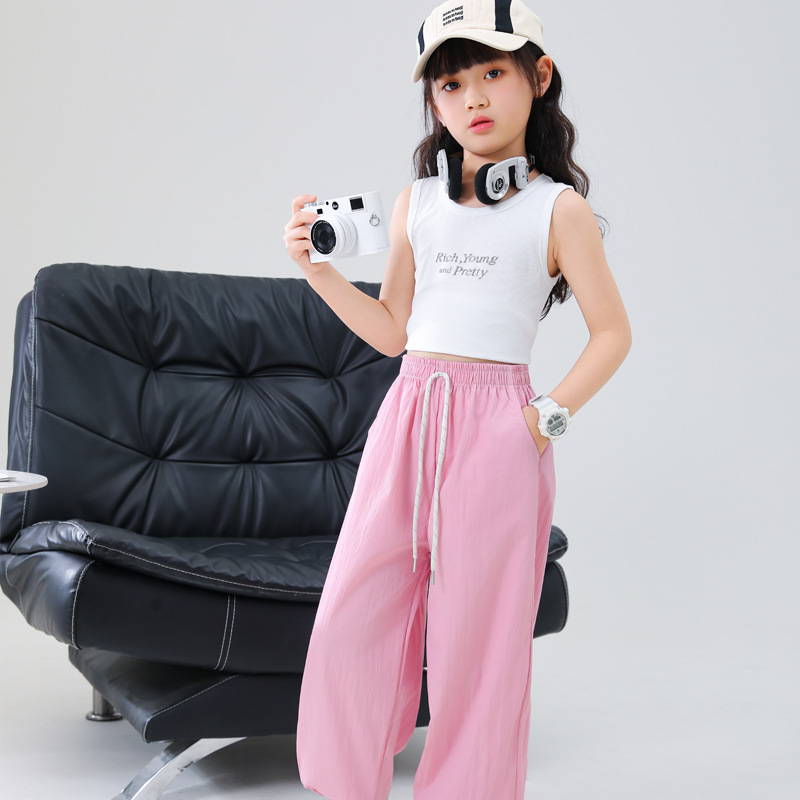 Pantaloni jogger pentru copii, culoare solidă, respirabili vară, croială lejeră, stil haarem, anti țânțari