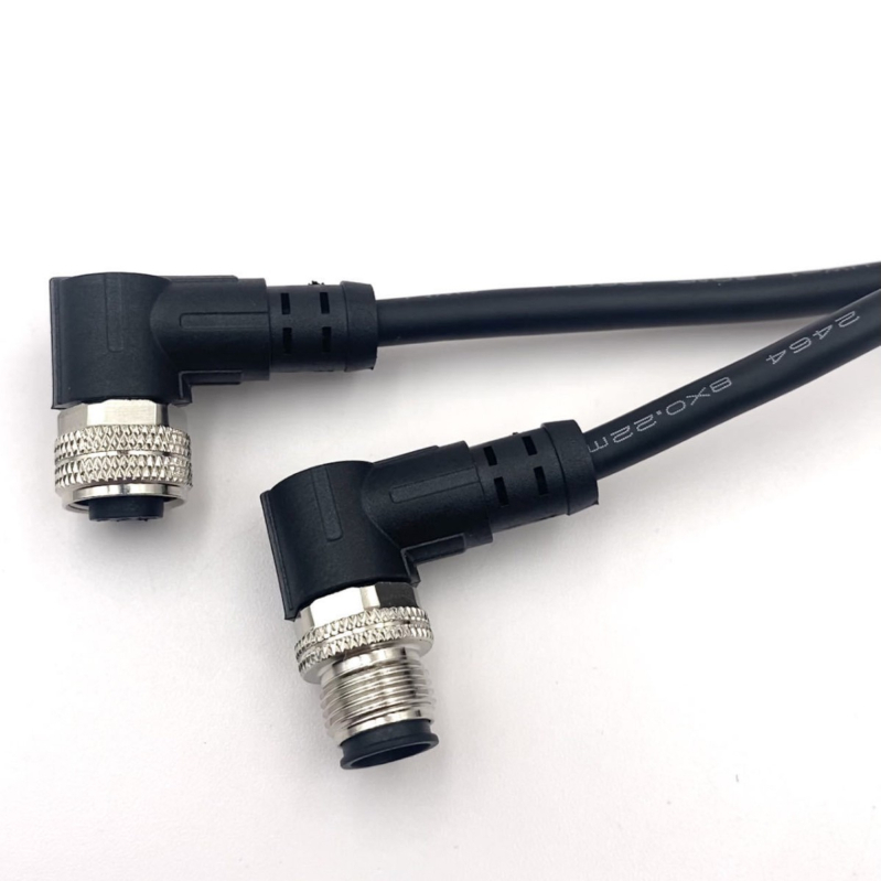 Conector M12 pentru aviație, cablu senzor cu placare aurie, 4/5/8/12 pini, masculin și feminin, capete curbate și drepte