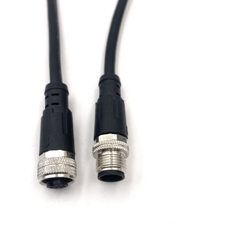 Conector M12 pentru aviație, cablu senzor cu placare aurie, 4/5/8/12 pini, masculin și feminin, capete curbate și drepte