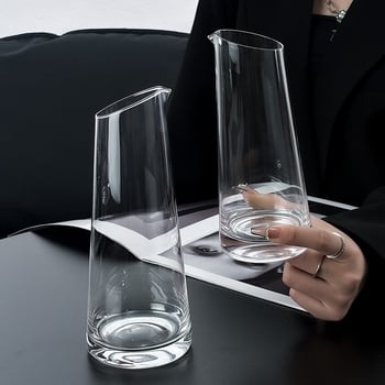 Decantator de vin cu capacitate mare pentru utilizare casnică, sticlă fără plumb, 1 L