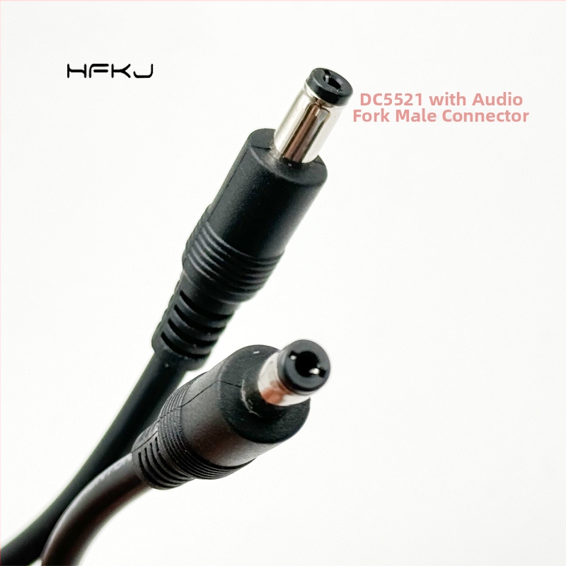 Vysokovýkonný napájací kábel DC, 0,75 mm², konektor DC5521 samec-samec, zástrčka s LED monitorovaním 5,5 × 2,1 mm