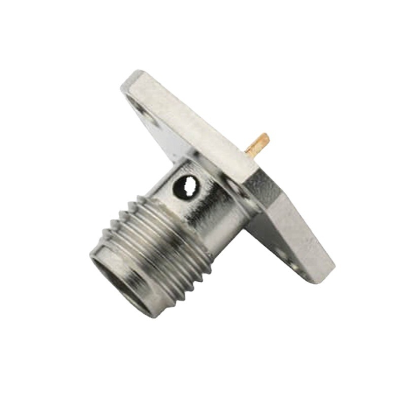 Conector SMA drept, femelă cu flanșă de patru găuri, montaj pe panou umplut cu rășină pentru cablu video