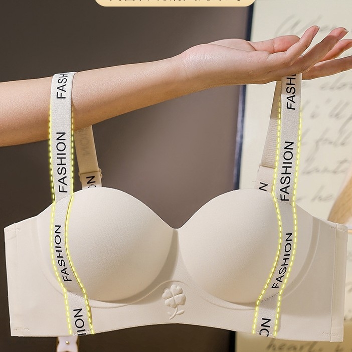 Sutien fără cusături cu susținere laterală, design original trifoi cu patru foi, pentru sâni mici, adună părțile laterale și previne lăsarea, confortabil pentru femei