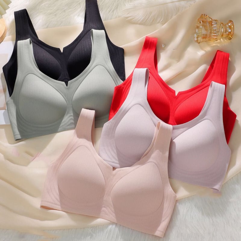 Sutien fără cusături, cupe modelate 3/4, fără sârmă, push-up ușor, bretele reglabil