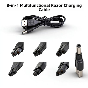 Nabíjací kábel USB na DC5521 (samica), adaptér DC5521 s dvoma portami pre zastrihávač vlasov a holiace strojčeky, 6 typov rozhraní