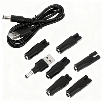Cablu USB către DC5521 cu conector feminin, adaptor DC5521 cu două porturi pentru mașini de tuns păr și aparate de ras, 6 tipuri de interfețe