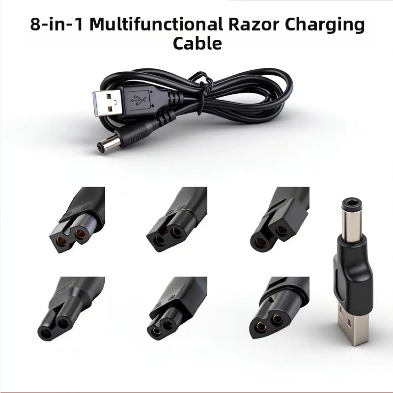 Nabíjací kábel USB na DC5521 (samica), adaptér DC5521 s dvoma portami pre zastrihávač vlasov a holiace strojčeky, 6 typov rozhraní