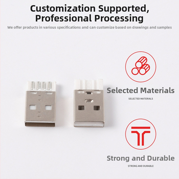 Konektor USB typu A samec, 2,0 A, krátke telo, zástrčka dátového kábla s železnými kolíkmi, 4-žilový USB konektor