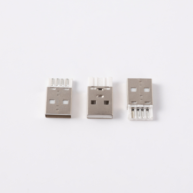 Conector USB Type-A masculin, 2.0A, corp scurt, pin din oțel, conector USB cu 4 nuclee pentru cablu