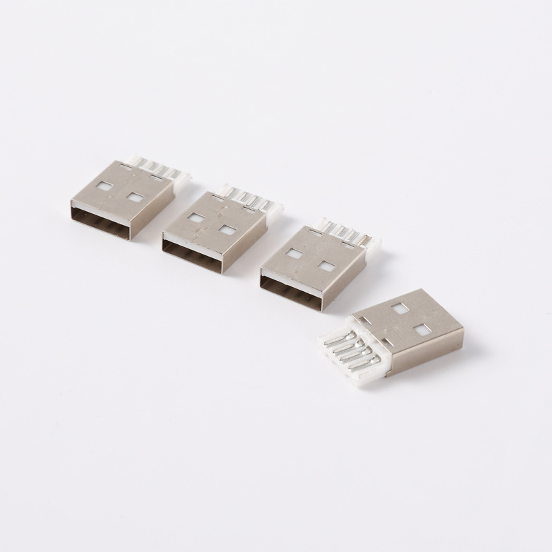 Conector USB Type-A masculin, 2.0A, corp scurt, pin din oțel, conector USB cu 4 nuclee pentru cablu
