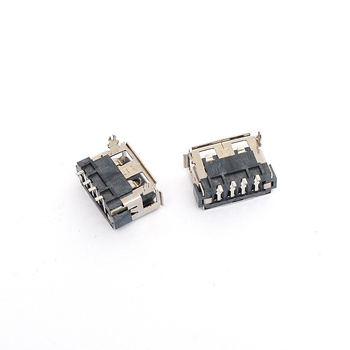 Conector USB femeie, 2 pini, lungime 10.0 mm, conector frontal, patch posterior, înălțime 6.8 mm, nucleu adheziv