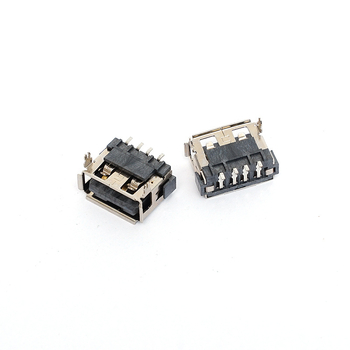 Conector USB femeie, 2 pini, lungime 10.0 mm, conector frontal, patch posterior, înălțime 6.8 mm, nucleu adheziv