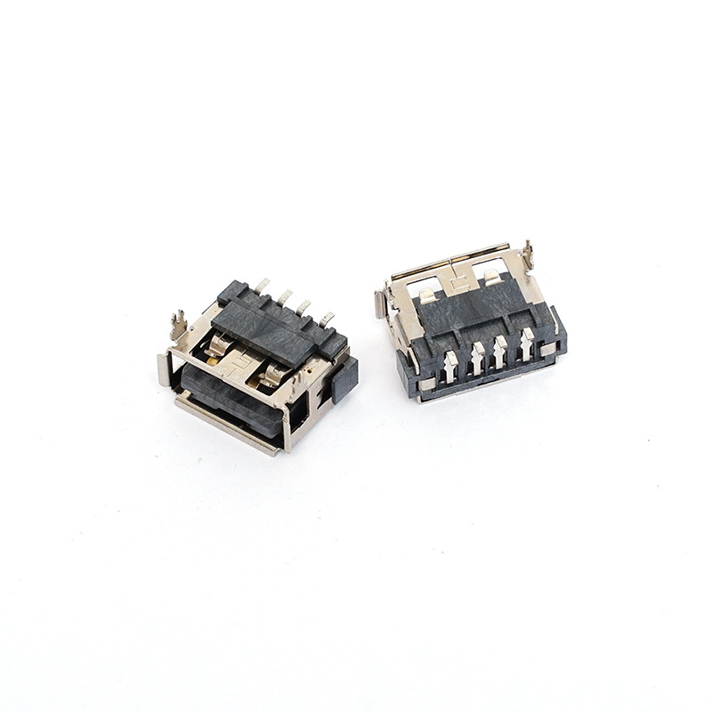 Conector USB femeie, 2 pini, lungime 10.0 mm, conector frontal, patch posterior, înălțime 6.8 mm, nucleu adheziv