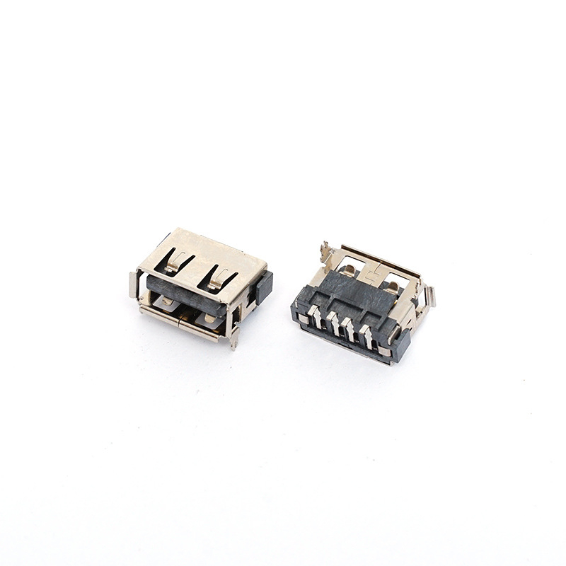 Conector USB femeie, 2 pini, lungime 10.0 mm, conector frontal, patch posterior, înălțime 6.8 mm, nucleu adheziv