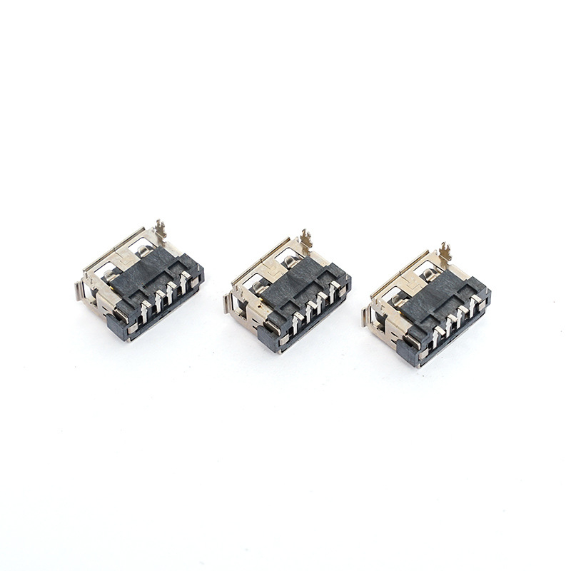 Conector USB femeie, 2 pini, lungime 10.0 mm, conector frontal, patch posterior, înălțime 6.8 mm, nucleu adheziv
